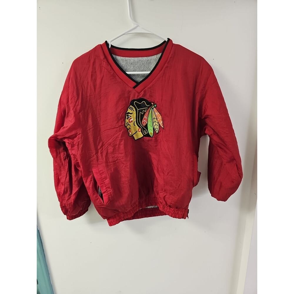 Chicago Blackhawks Mighty Mac Youth Red Jacket Sz M 12-14 NHL Reversible